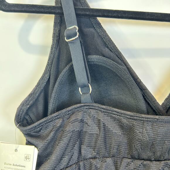 Swim Solutions Flyaway Swim Dress Black Bar III Open Front 8006294 Women's 8 NWT - Picture 8 of 10